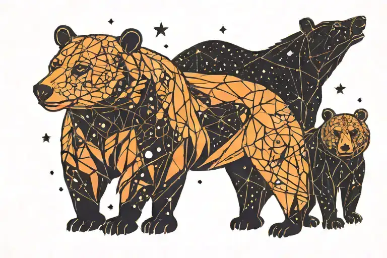 Constellation Background Neon Bears Outline For Family