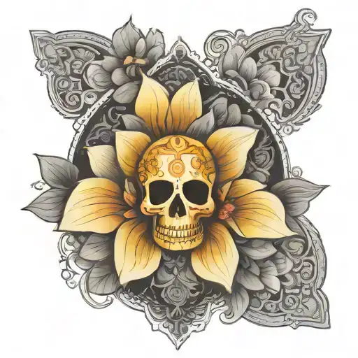 Sugar Skull Boho Mandala Medallion Lotus