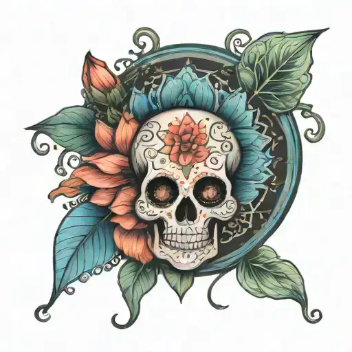 Sugar Skull With Lotus Mandala