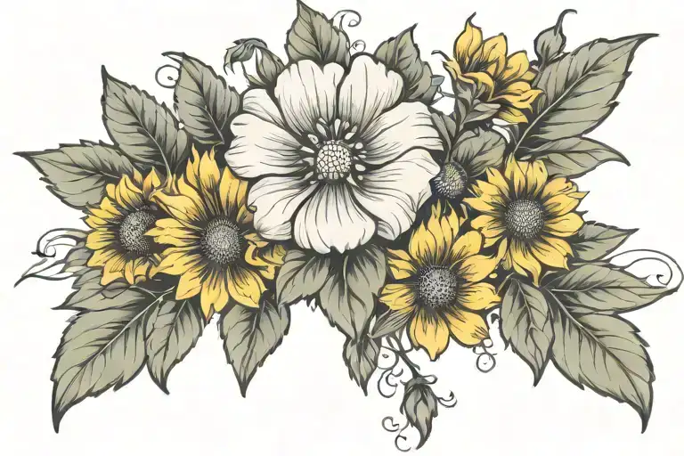 Geranium And Sunflower