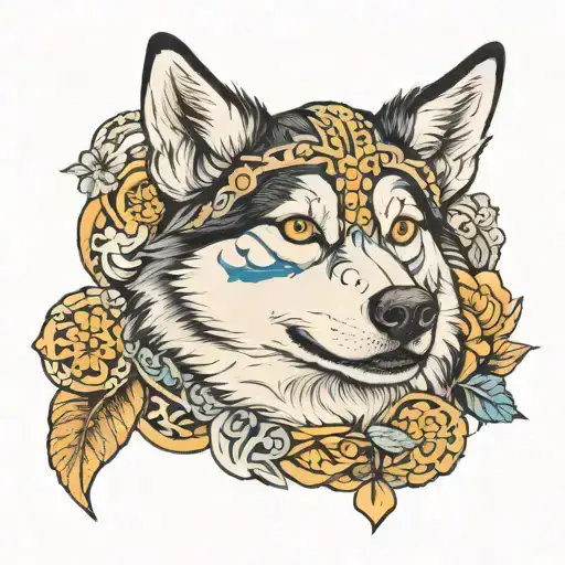 Ukraine Husky Dog Playing In Huitar