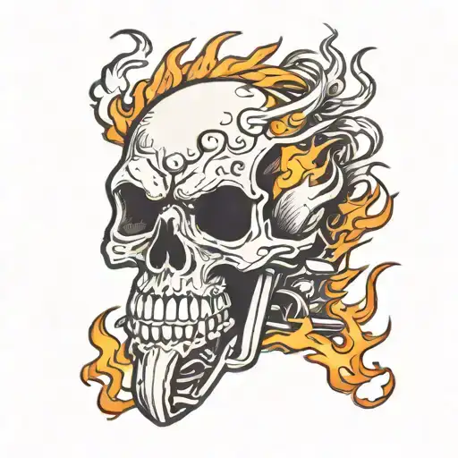 Motorcycle Skull With Flames