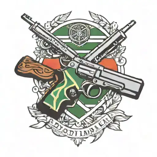 South African Flag With Guns