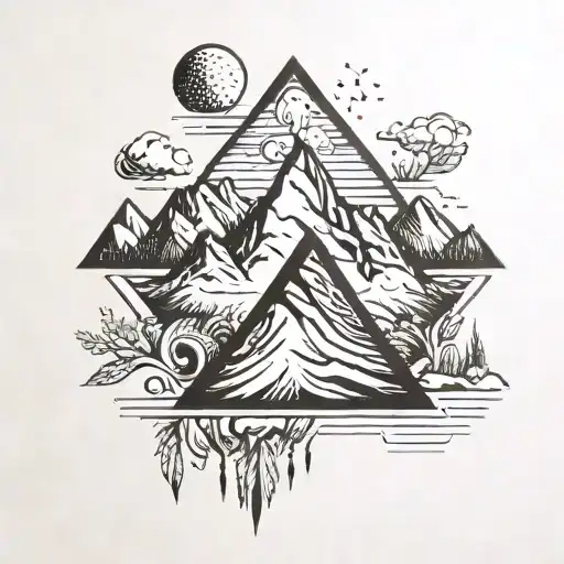 Mountain Triangle Minimalist Tattoo Design