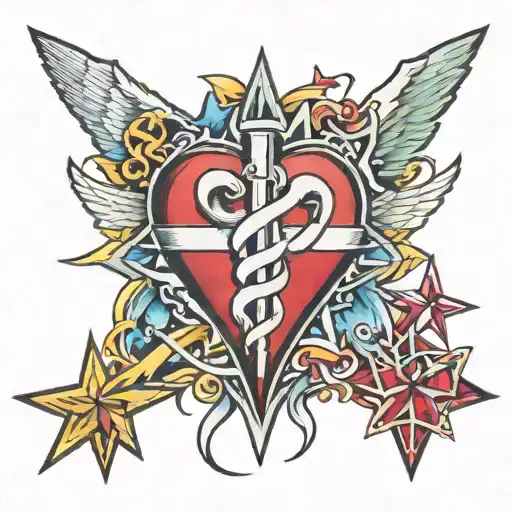 Bleading Heart And Star Of Life Intertwined