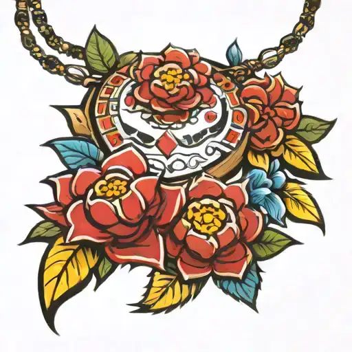 Indigenous Necklace With Flowers