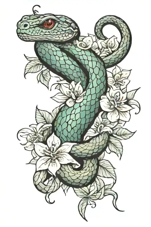 Snake And Flowers Wrapped