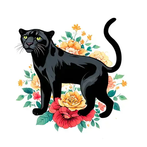 Traditional Style Tattoo Black Panter Full Body More Cartoon Like