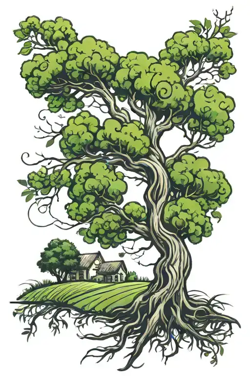 Tree Growing Field Looking