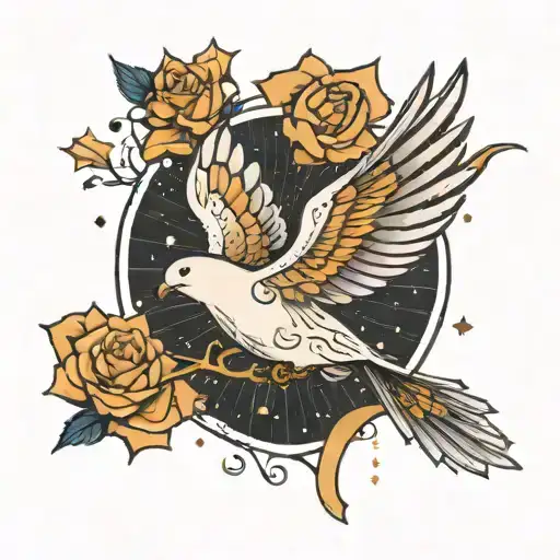 Unalome Stars Dove Flying