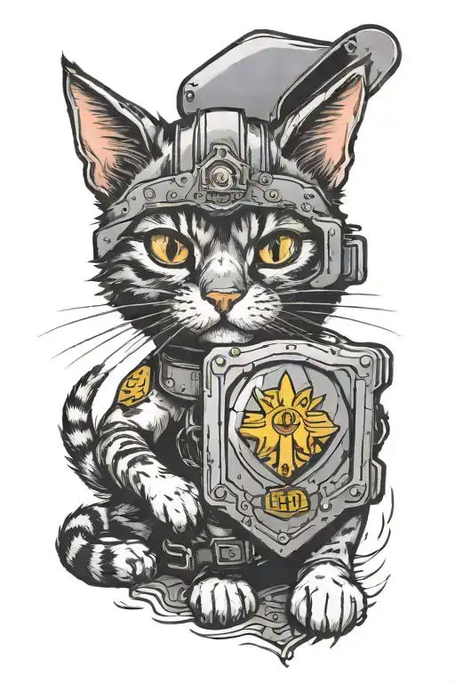 A Cat With A Riot Shield