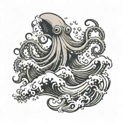 Octopus Surfing Wave