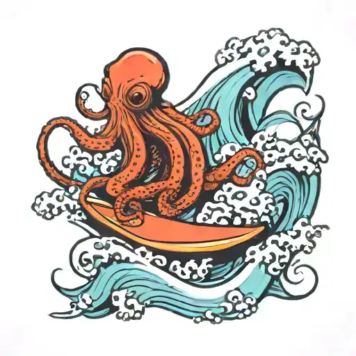 Octopus Surfing Wave