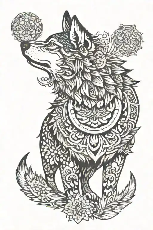 Mandala Wolf Howling