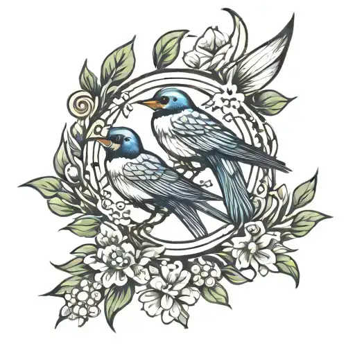 Swallows Laurel Wreath Sun And Moon