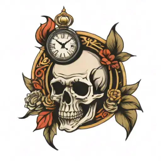 Skull And Clock Face
