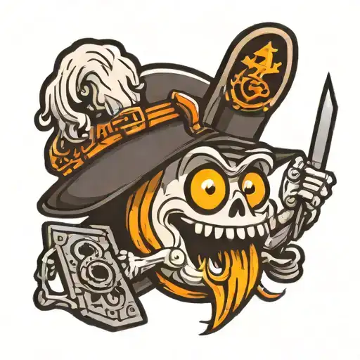 Cartoon Ghost Wearing Miners Hat Holding Pick