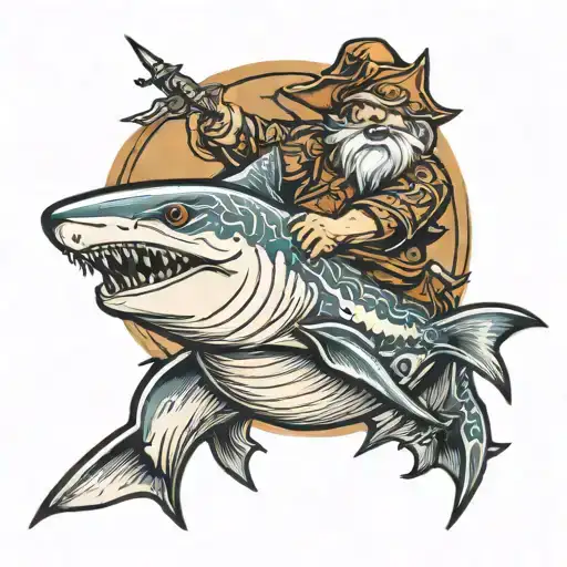 Dwarf Riding Shark
