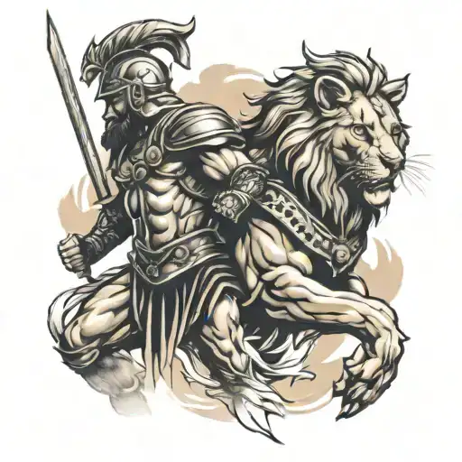 Gladiator And Lion
