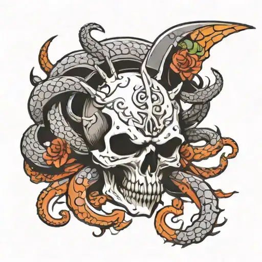 Skull Samurai Transforming Into An Octopus