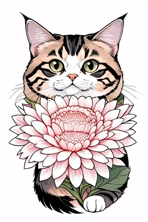 A Cat That Comes Out Of A Chrysanthemum