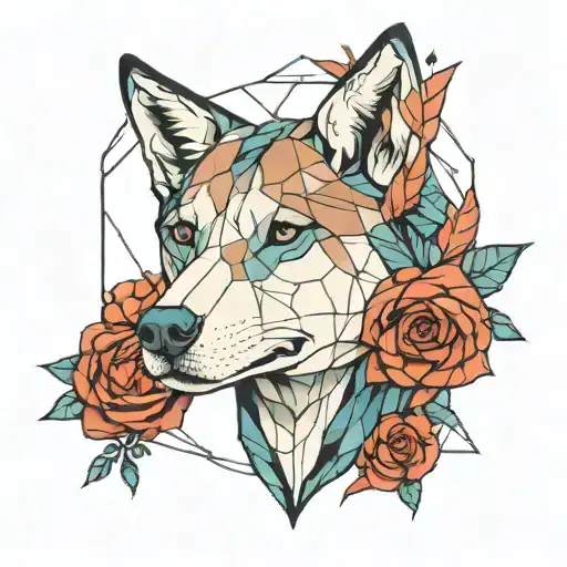 Husky And Women Head Geometric