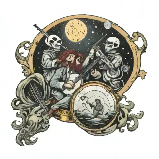 A Celestial Orchestra Playing Music On The Moon