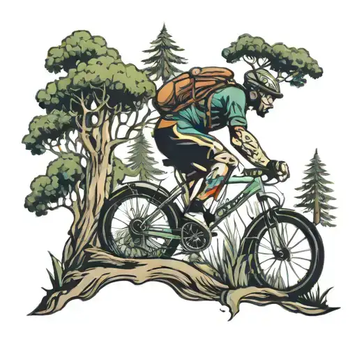 Cyclist Riding Through A Forest