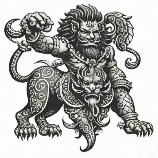 Ravana And Sri Lanka Lion