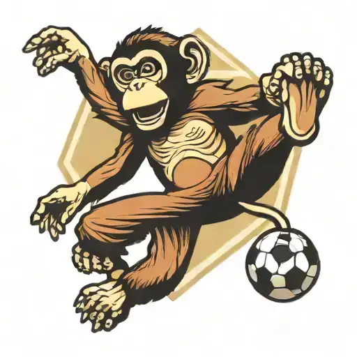 Monkey Playing Football On A Pyramid
