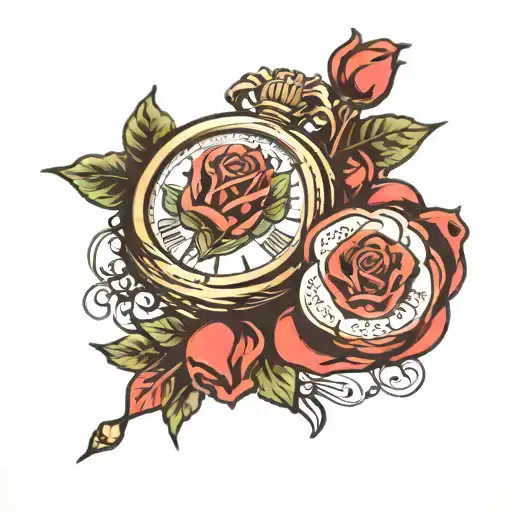 Pocket Watch Rose Surrounded