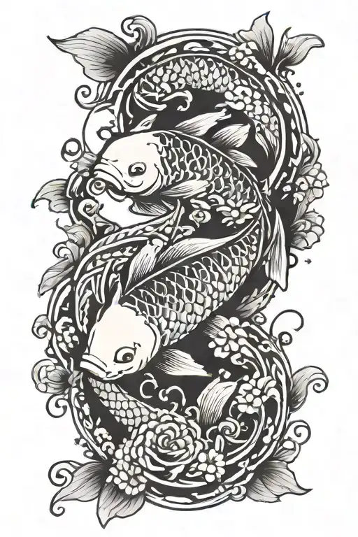 Koi Fish Alignment Minimalist Tattoo Design