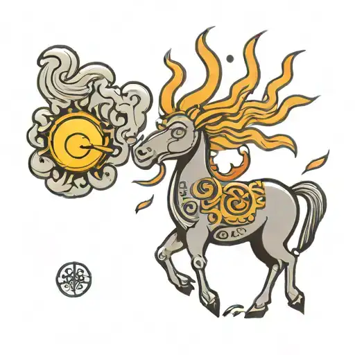 Pictogram In Smoke With Sun