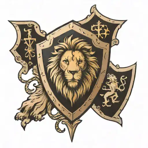Shield With Lion And Cross