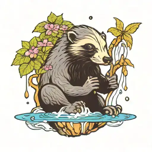 Honey Badger Meditates Under The Waterfall