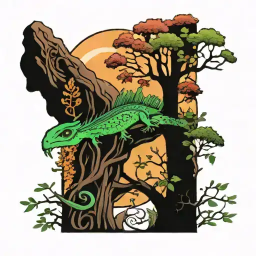 Lizard And Tree Of Life Forest