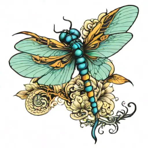 Dragon Fly With Topaz Color Wings