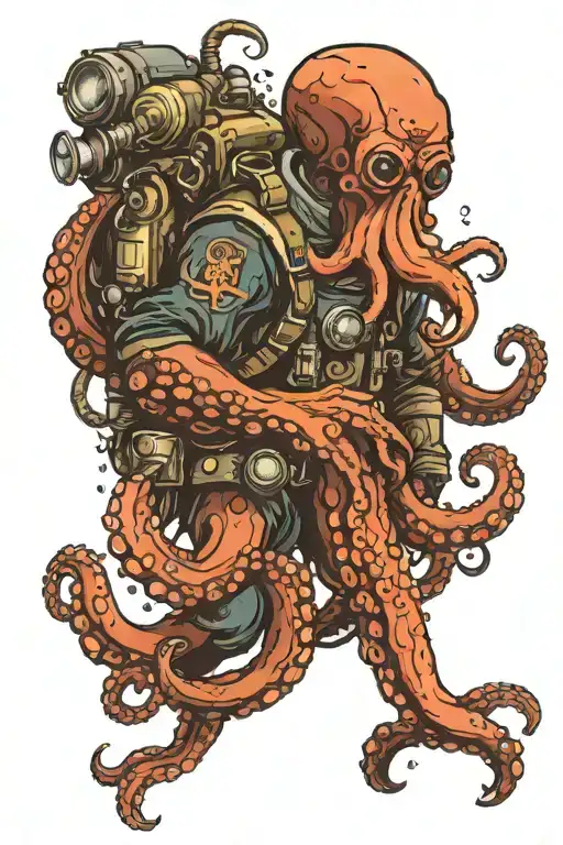 Octopus Diver Exploring The Depths