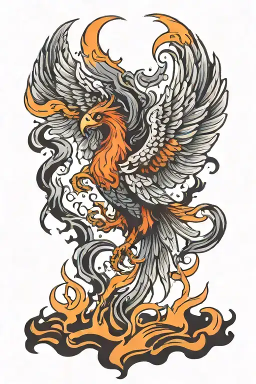 Phoenix Rising From Ashes And Flames