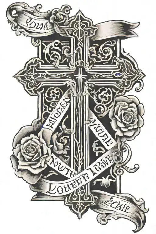 Cross With No Greater Love Written In Hebrew With Two Kids