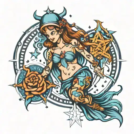 Aquarius Zodiac Sign And Stars And Spiritual Symbols