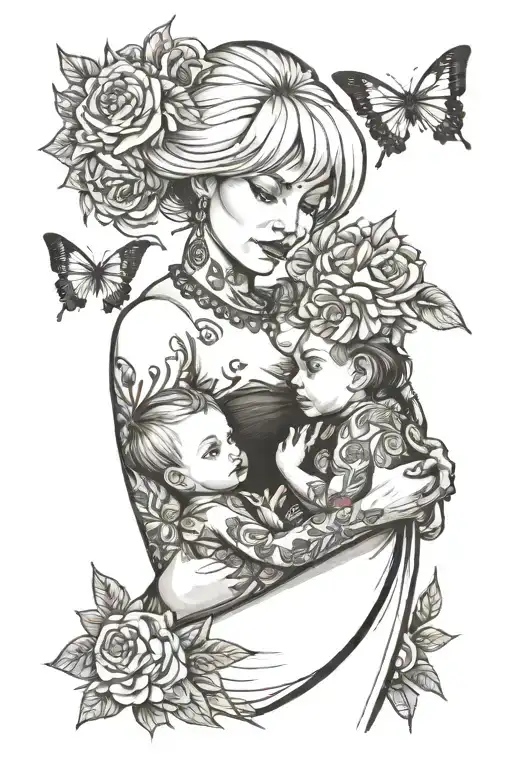 A Mothe Holding Her Daughter