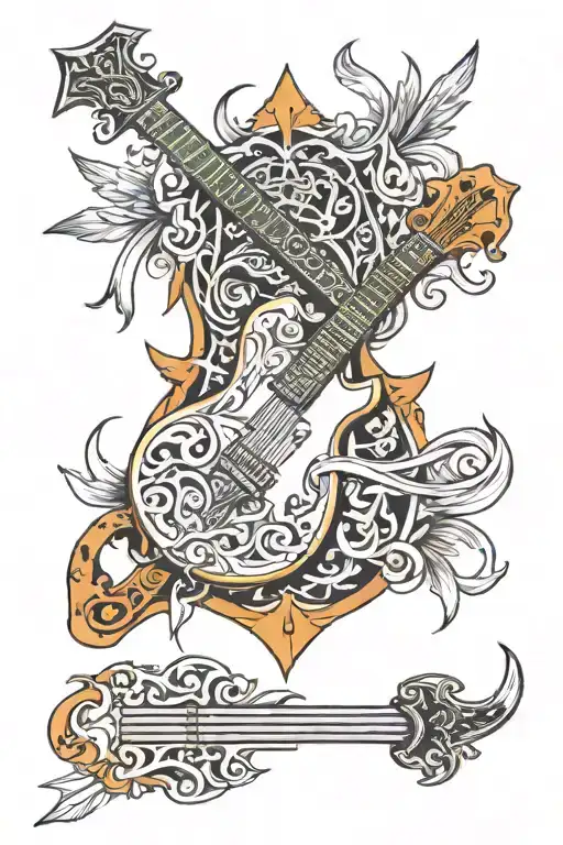 Sword And Guitar Together Symbolizing
