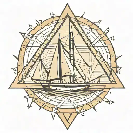 Minimalistic Line With Triangles Representing A Sail