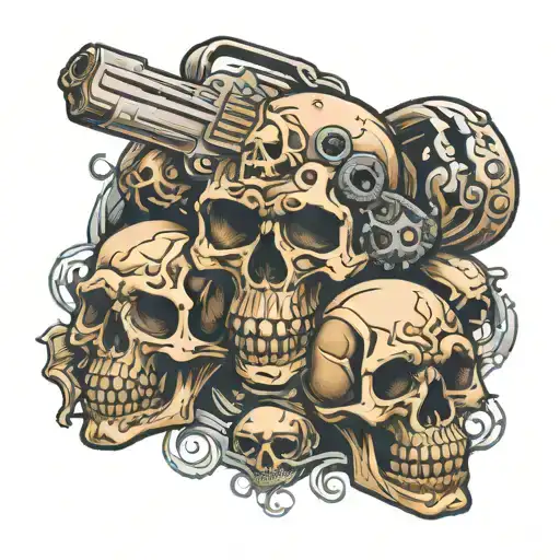 Brass Knuckles With A Gun And Skulls