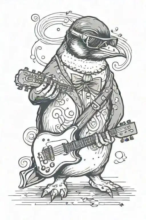 Penguin With Sunglasses Playing Music