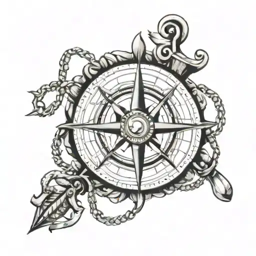 Ship Compass Chain Anchor