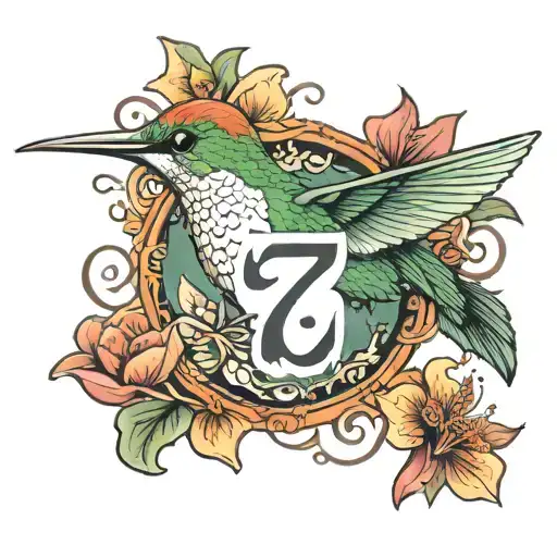 Humming Bird With Number 7