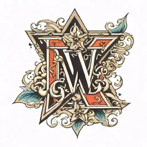 Letter W With A Star