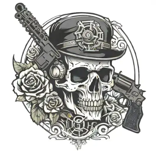 Gun Sight Aim Skull Surrounded